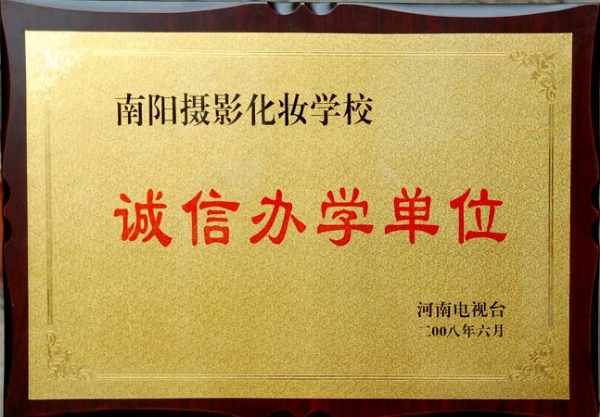 河南電視臺頒發的榮譽證書