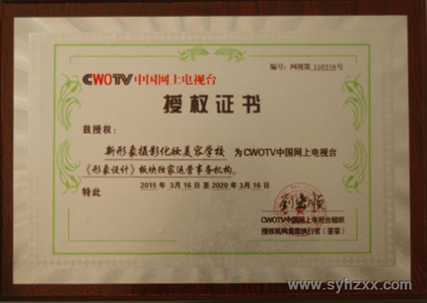網上電視臺獨家板塊榮譽證書